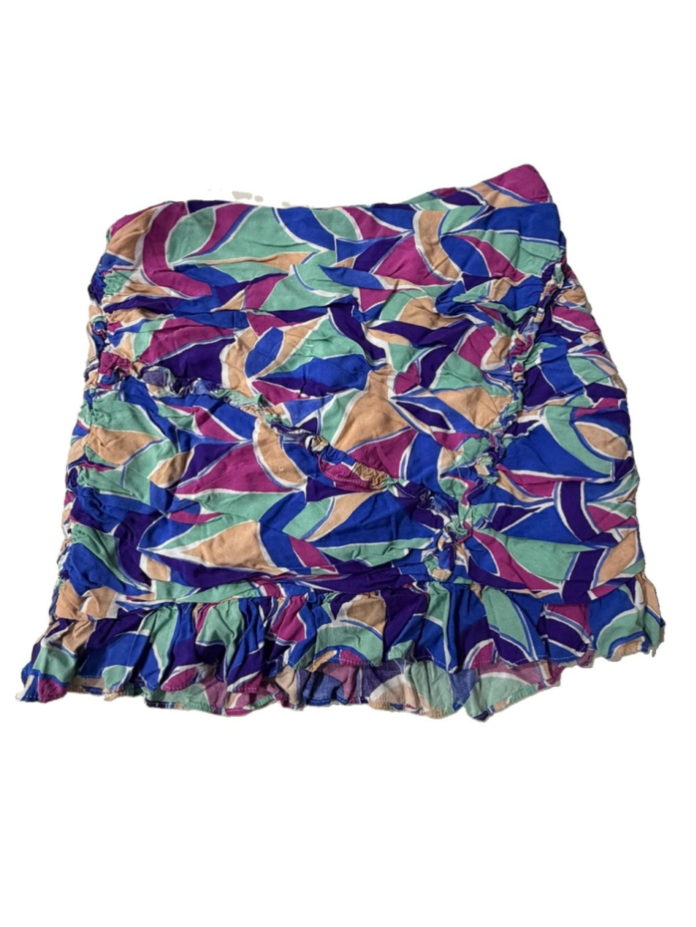 Zara Y2K Abstract Print Ruched Ruffle Mini Skirt Size M
